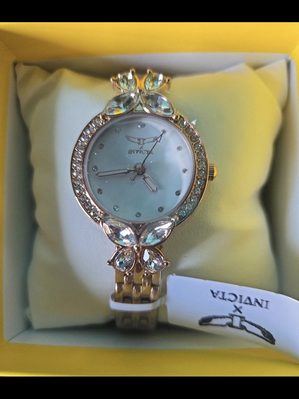 69099 Invicta Wildflower I Butterflies Rose Gold Crystals Mother Of Pearl 30mm